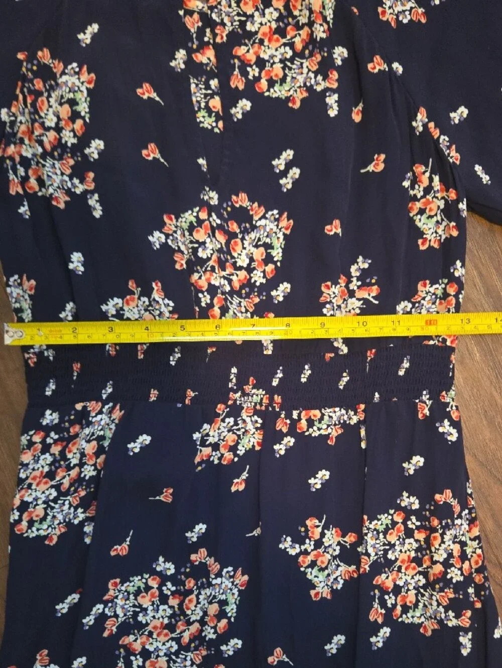 ​byTiMo Navy Blue Floral Short Flutter Sleeve Midi/Maxi Dress Sz XS_096